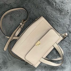 Pink faux croc skin bag